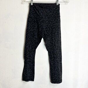 Lululemon Women Align HR Crop 20” Black Print 4 Athletic Gym Leggings